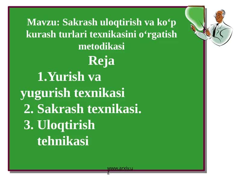 Sakrash uloqtirish va koʻp kurash turlari texnikasini oʻrgatish metodikasi