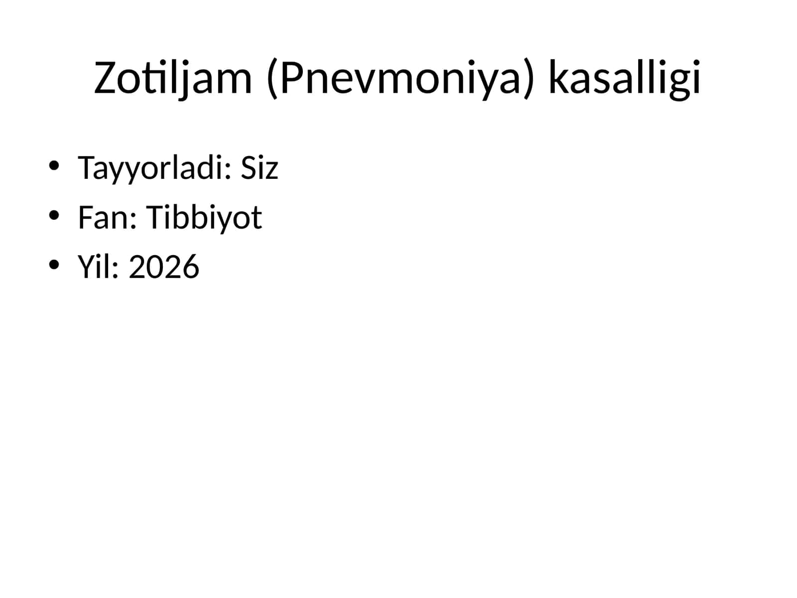 Zotiljam (Pnevmoniya) kasalligi