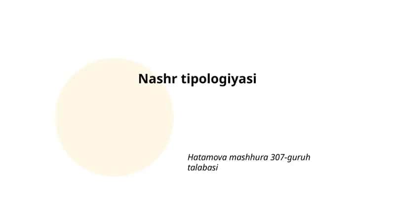 Nashr tipologiyasi