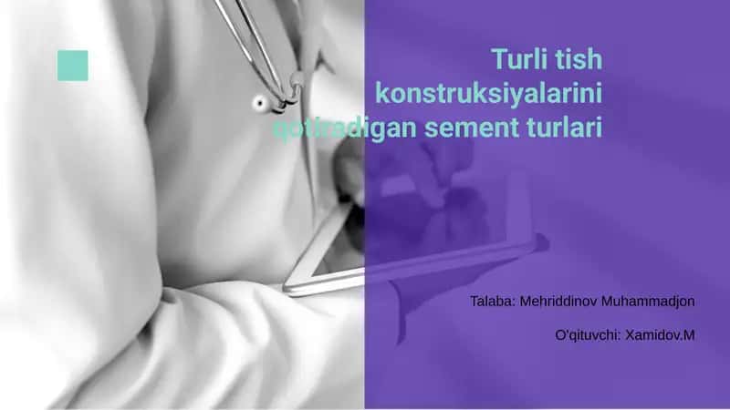 Turli tish konstruksiyalarini qotiradigan sement turlari