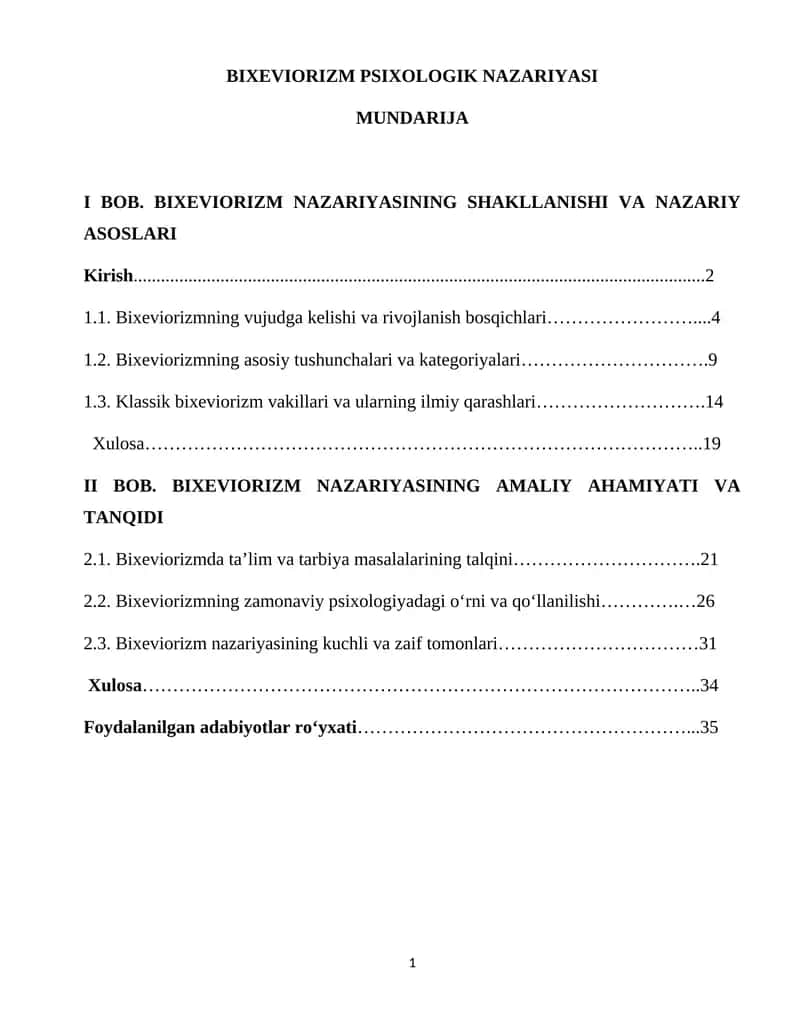 Bixeviorizm psixologik nazariyasi
