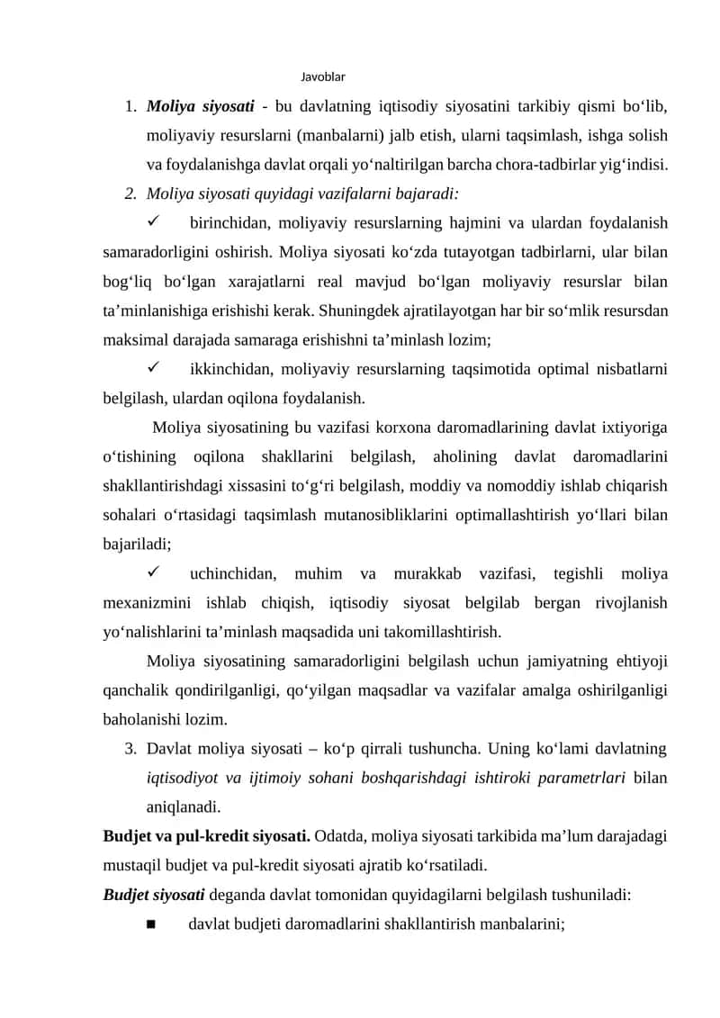 Moliya siyosati