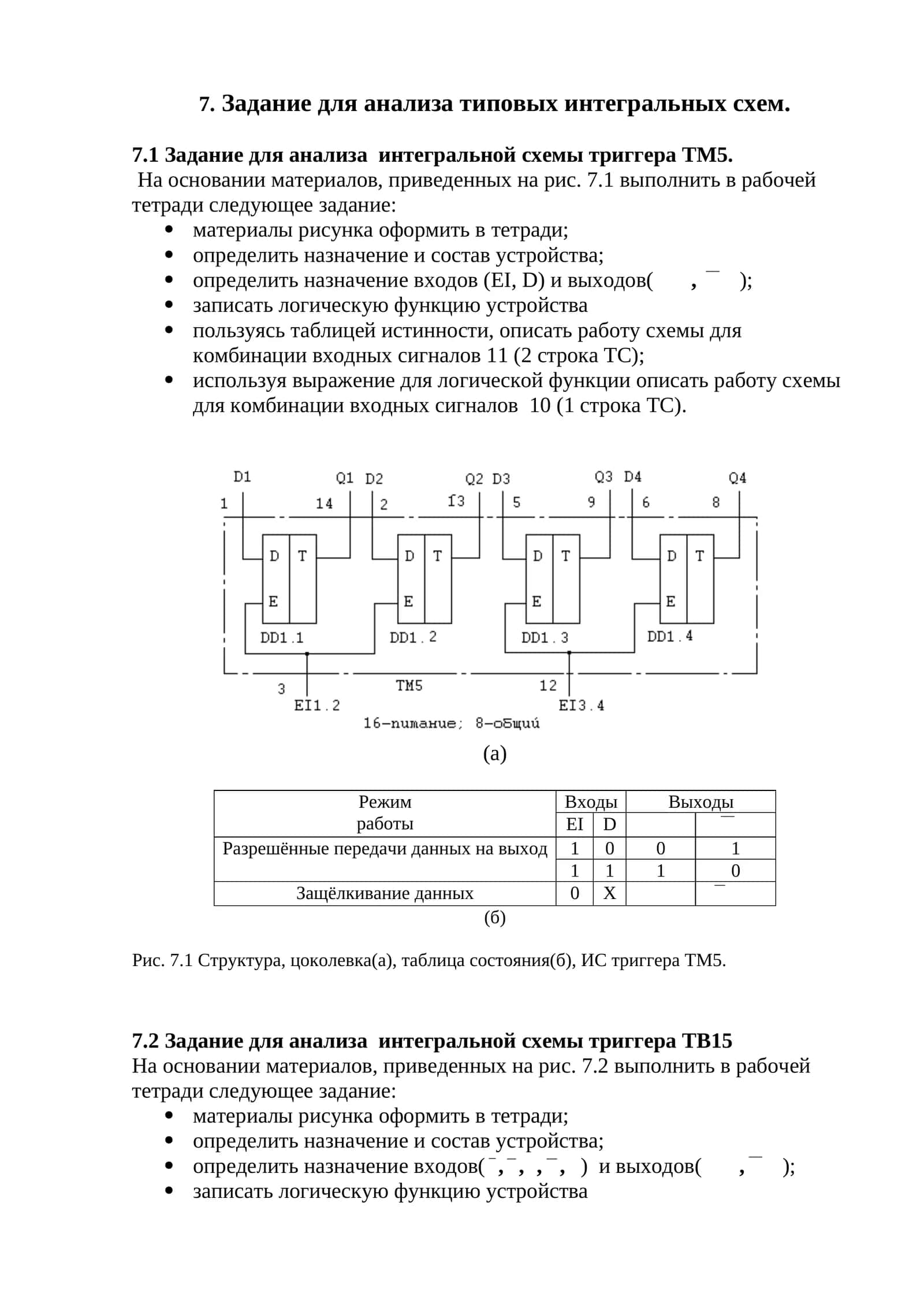 Задание для анализа типовых интегральных схем