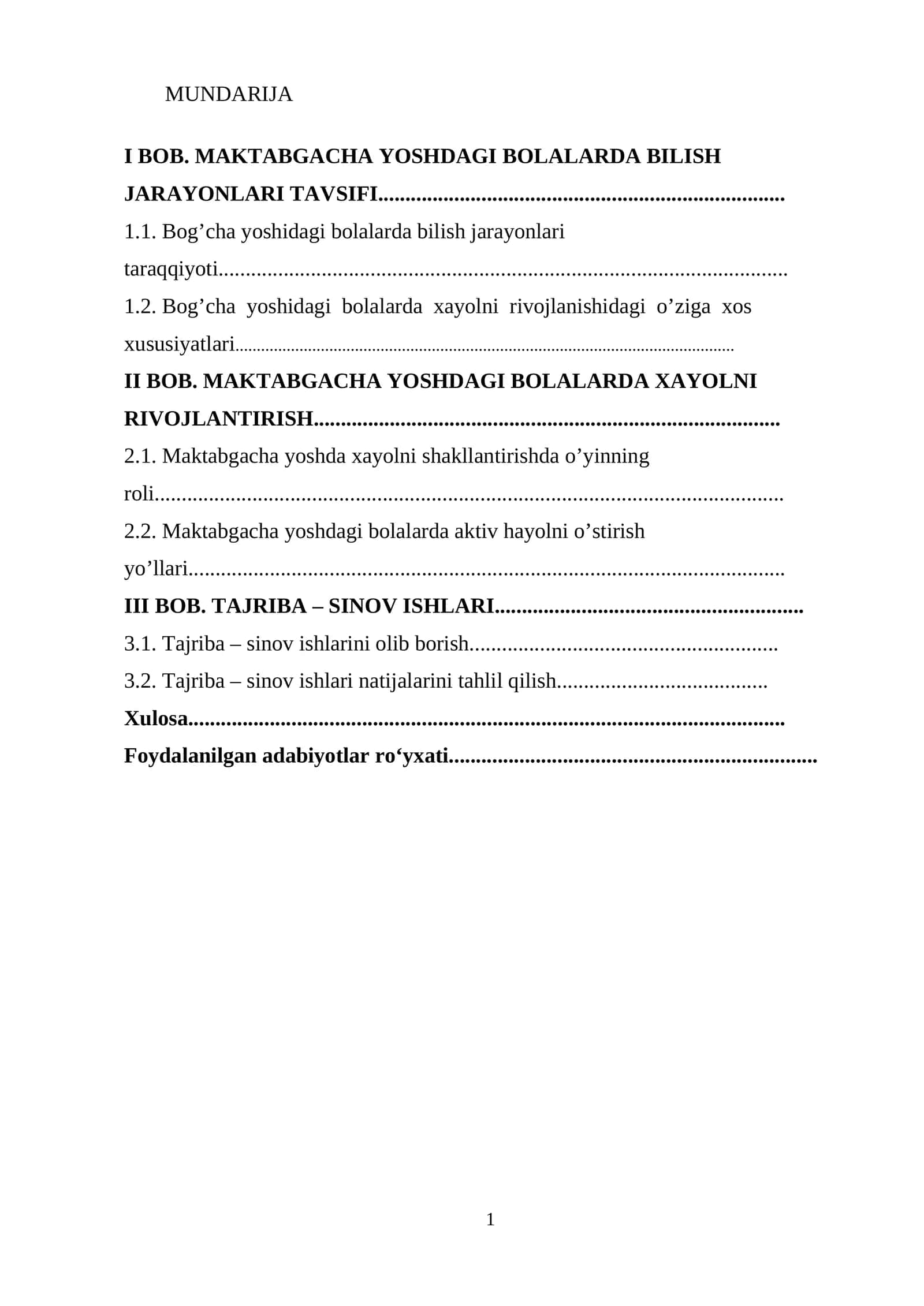 BOB. MAKTABGACHA YOSHDAGI BOLALARDA BILISH JARAYONLARI TAVSIFI