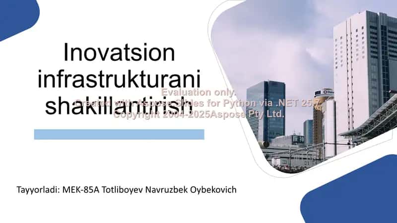Inovatsion infrastrukturani shakillantirish
