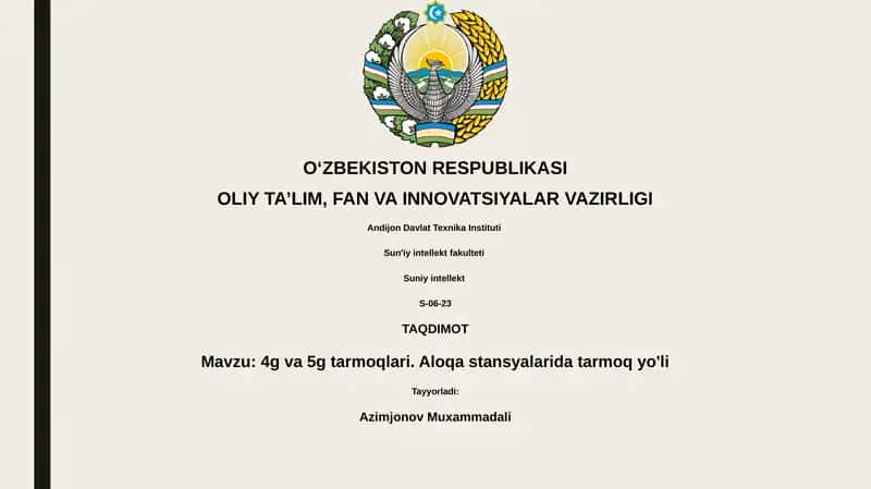4g va 5g tarmoqlari. Aloqa stansyalarida tarmoq yo'li