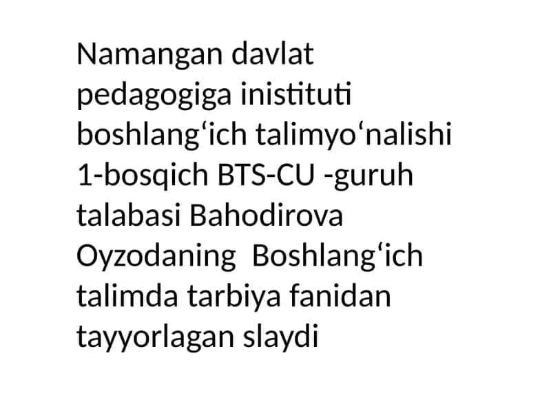Umumiy oʻrta talim maktablarida tarbiya jarayonini tashkil etishning oʻziga xosligi