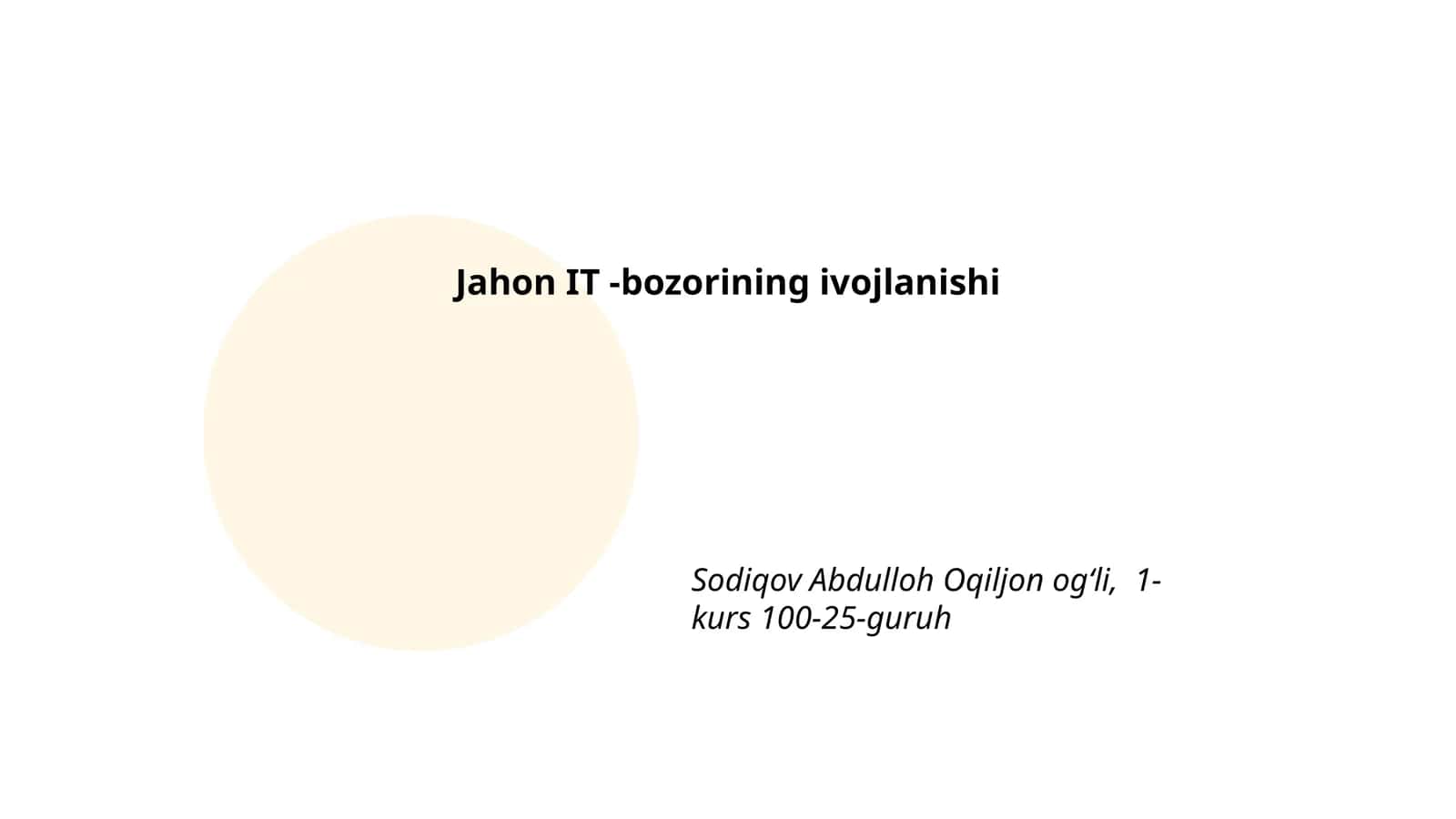 Jahon IT -bozorining ivojlanishi