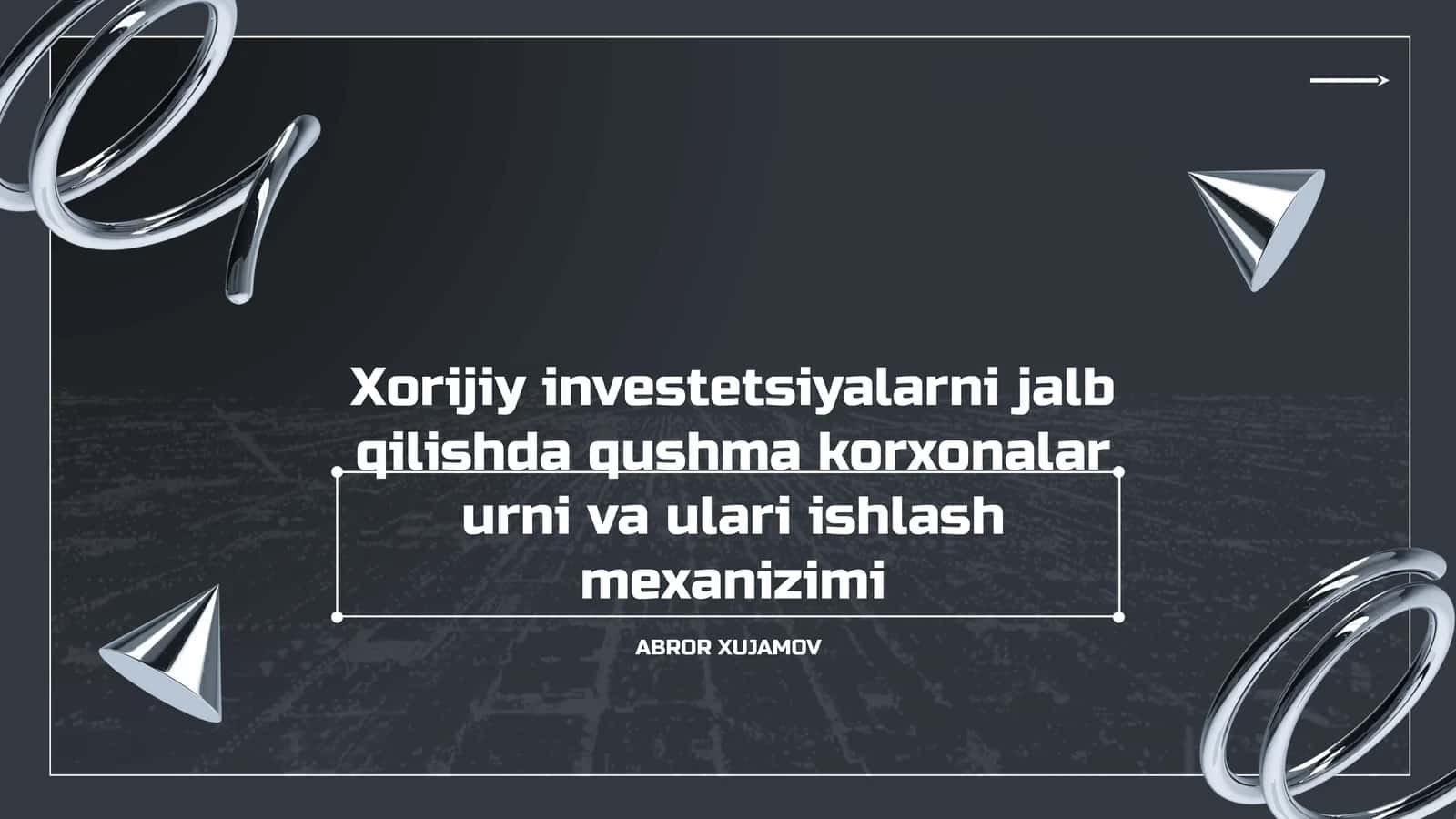 Qushma korxonalar urni va ulari ishlash mexanizimi