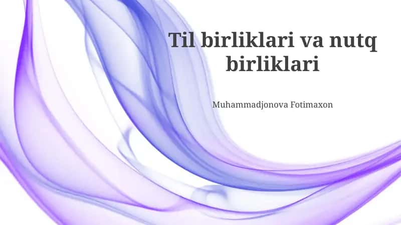 Til birliklari va nutq birliklari