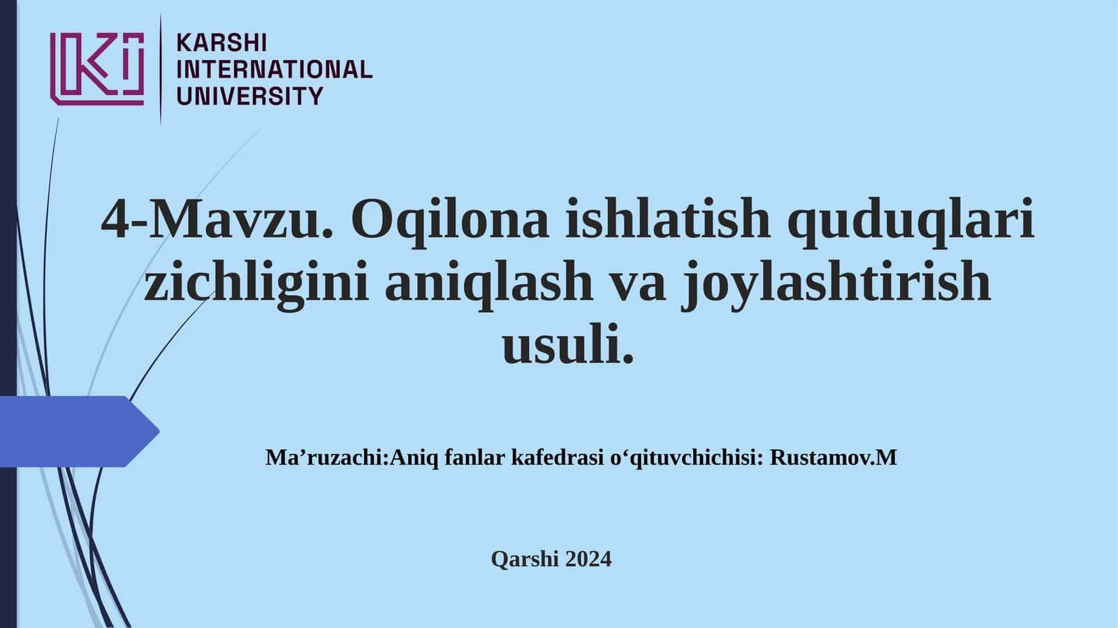 Ishlatish quduqlari zichligini aniqlash va joylashtirish usuli
