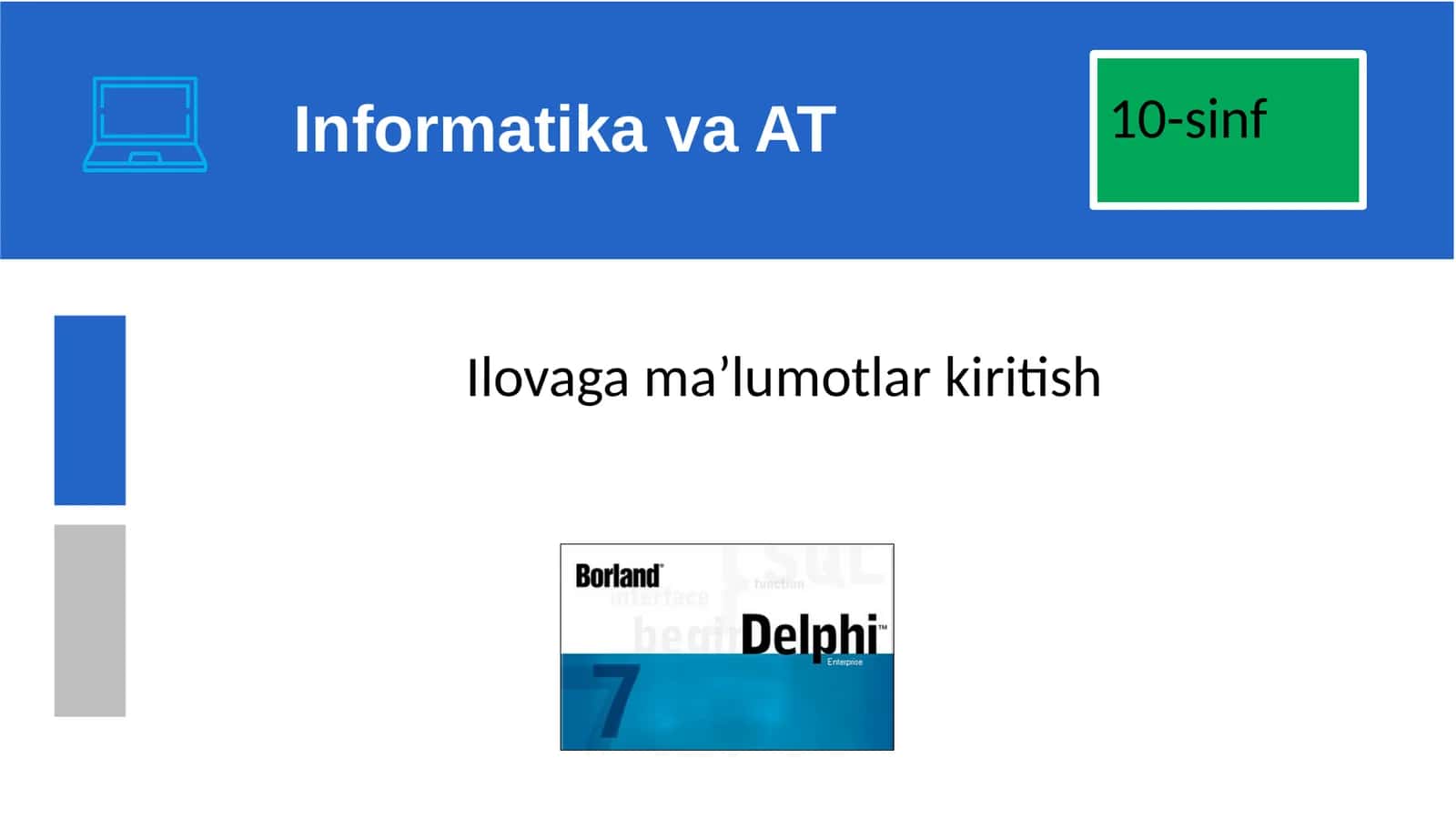 Ilovaga ma’lumotlar kiritish