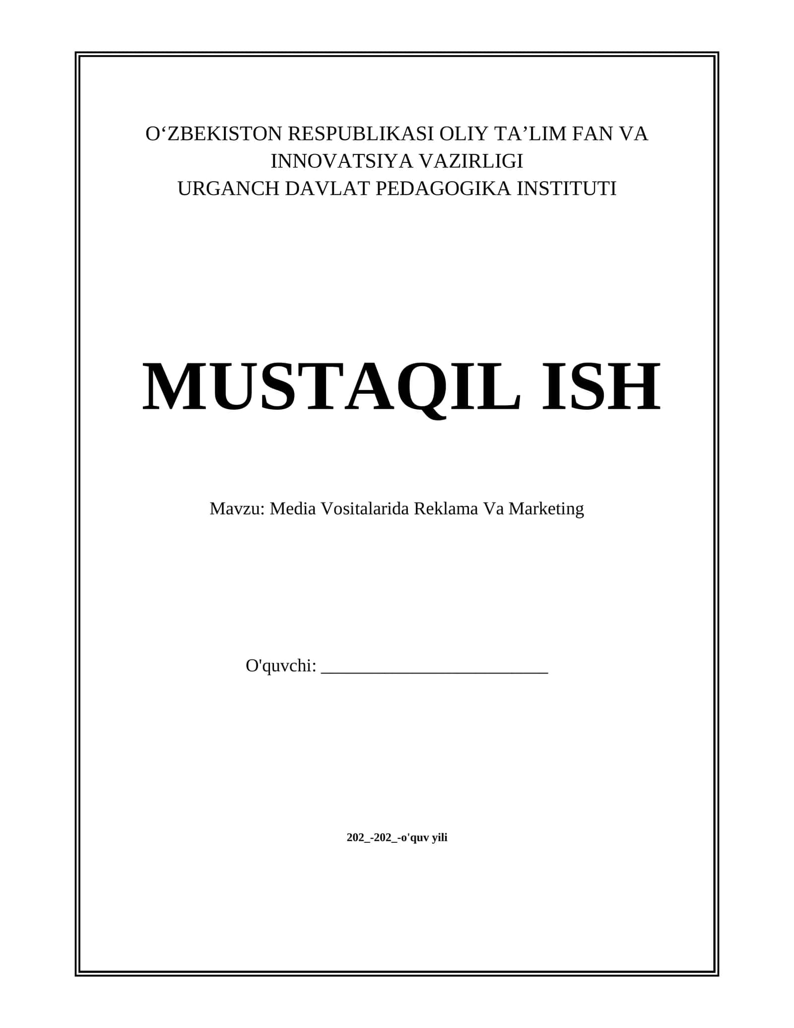 Media Vositalarida Reklama Va Marketing