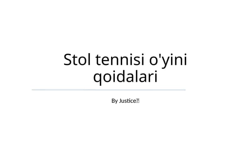 Stol tennisi o'yini qoidalari
