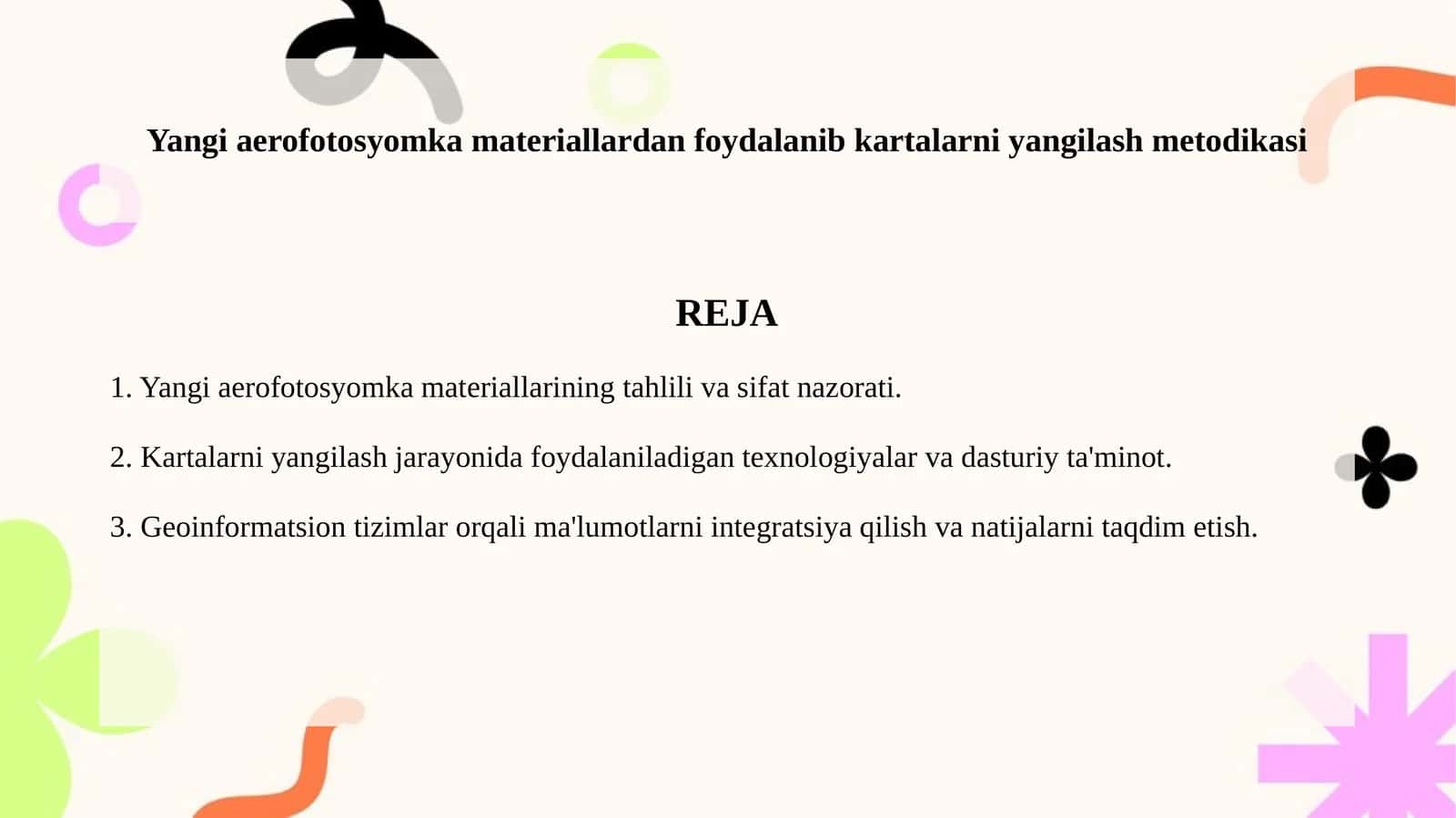 Yangi aerofotosyomka materiallardan foydalanib kartalarni yangilash metodikasi