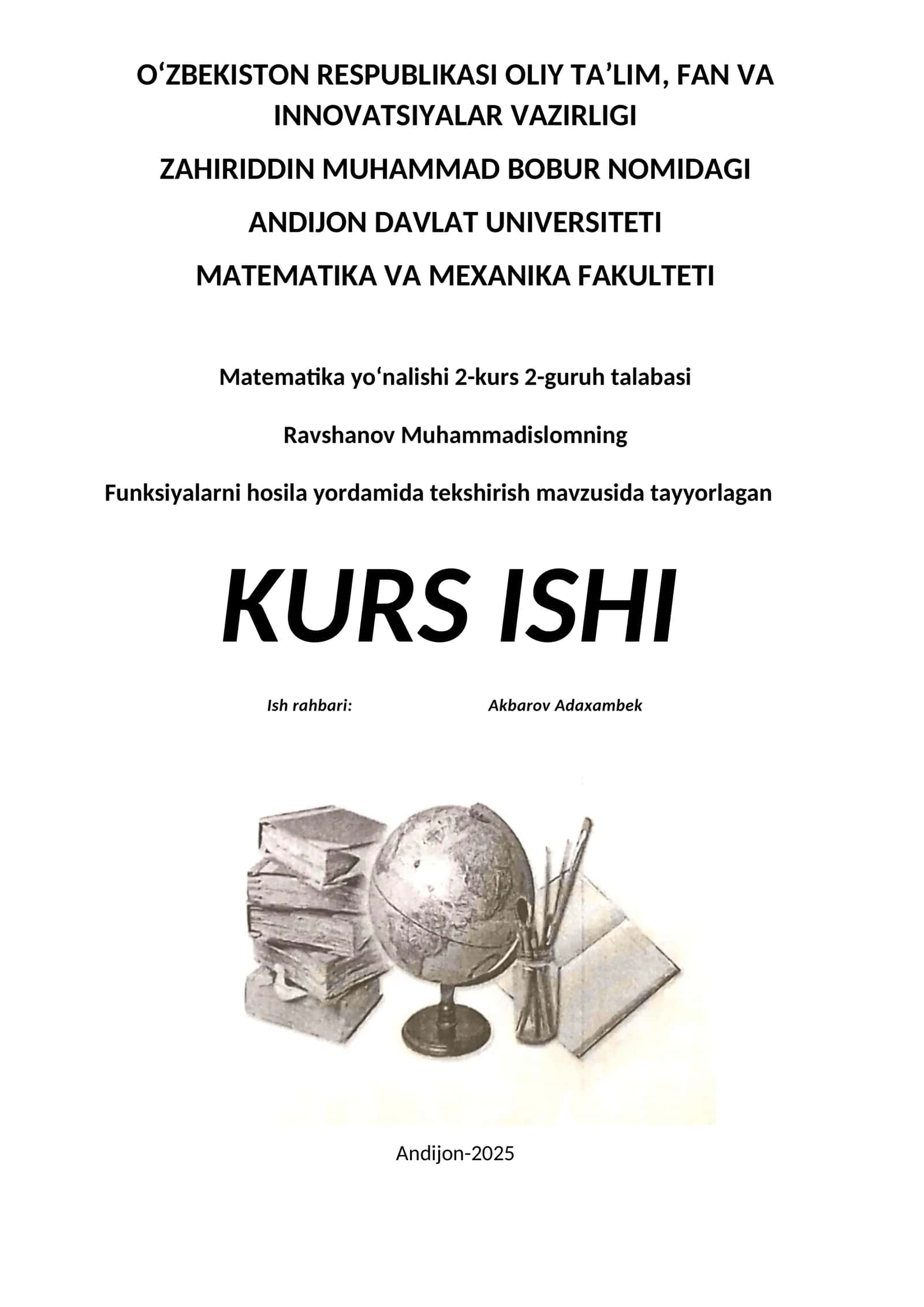Funksiyalarni hosila yordamida tekshirish