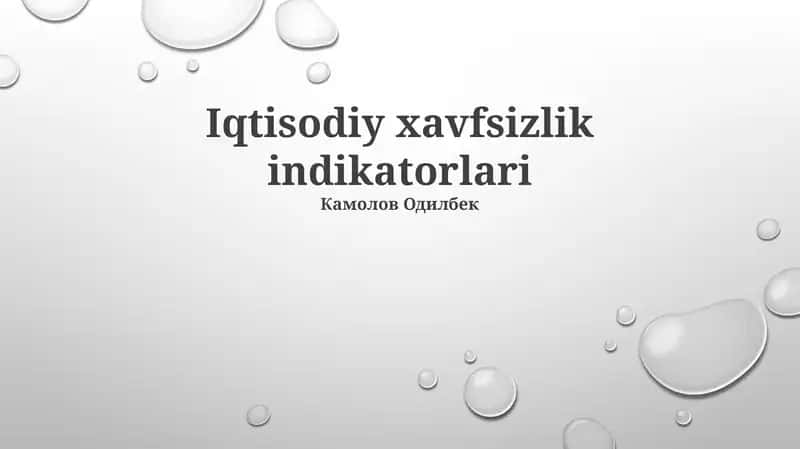 Iqtisodiy xavfsizlik indikatorlari