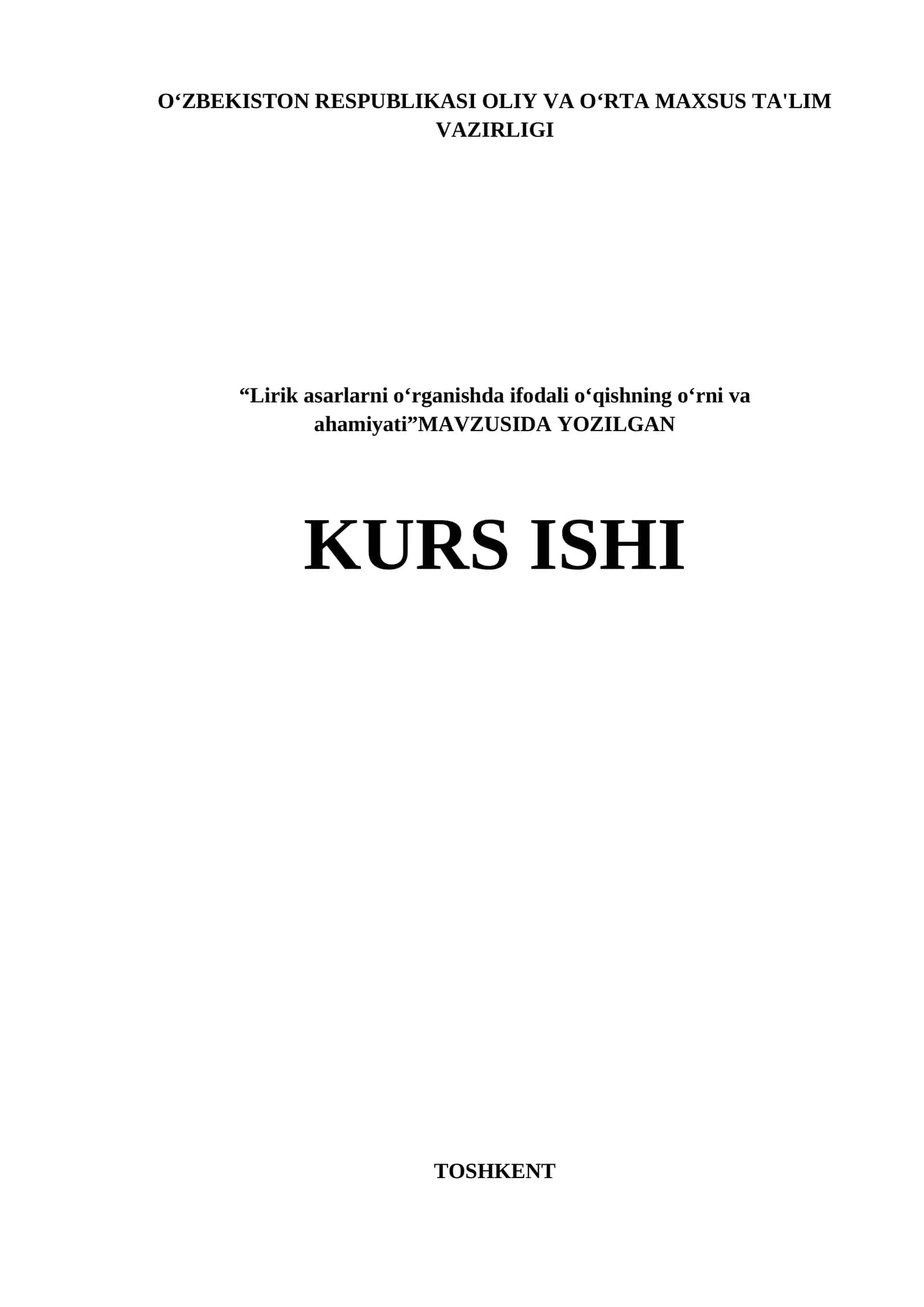 Lirik asarlarni o‘rganishda ifodali o‘qishning o‘rni va ahamiyati