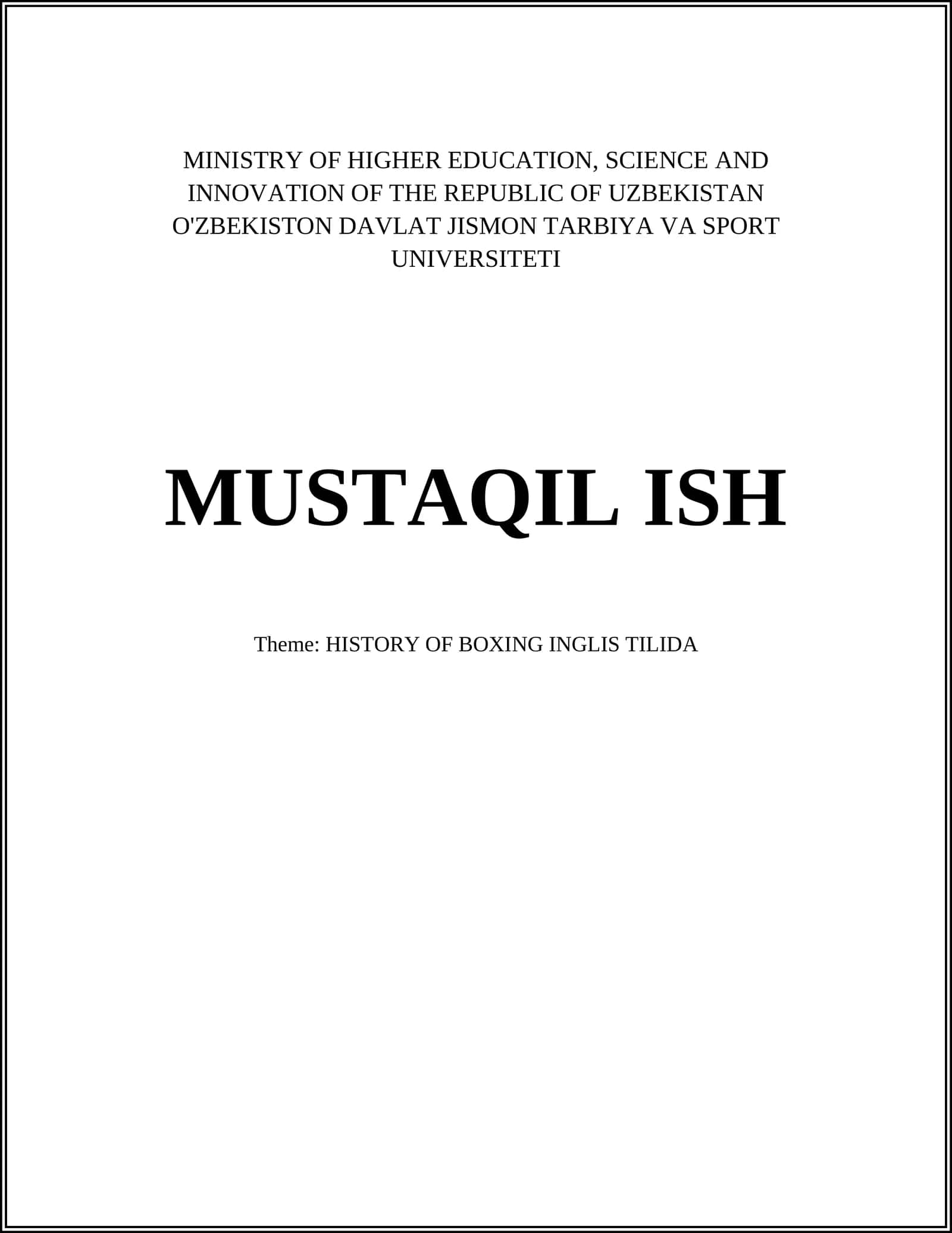 HISTORY OF BOXING INGLIS TILIDA