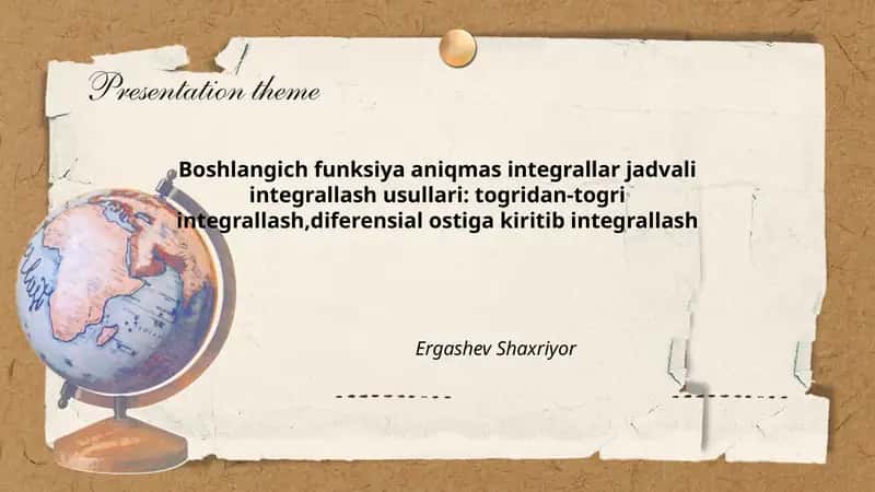 Aniqmas Integrallar Jadvali