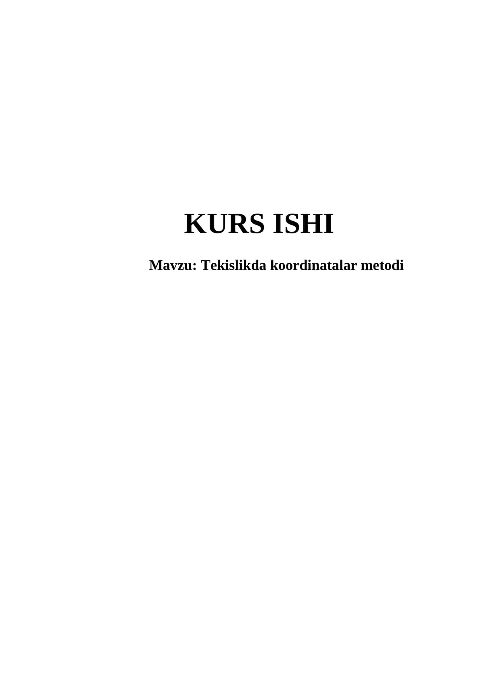 Tekislikda koordinatalar metodi
