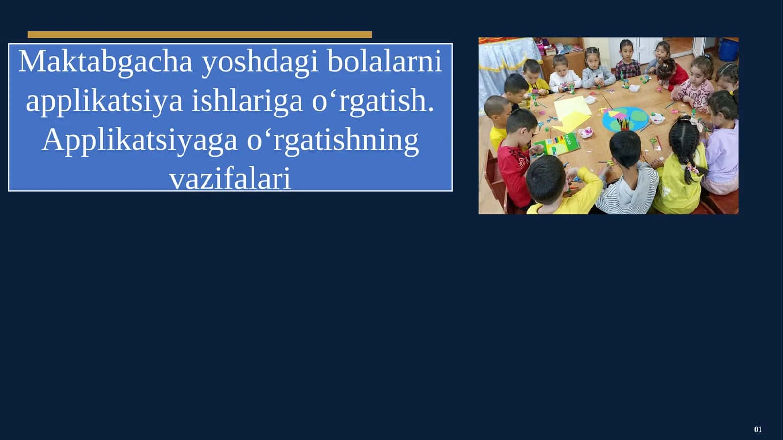 Maktabgacha yoshdagi bolalarni applikatsiya ishlariga o‘rgatish. Applikatsiyaga o‘rgatishning vazifalari