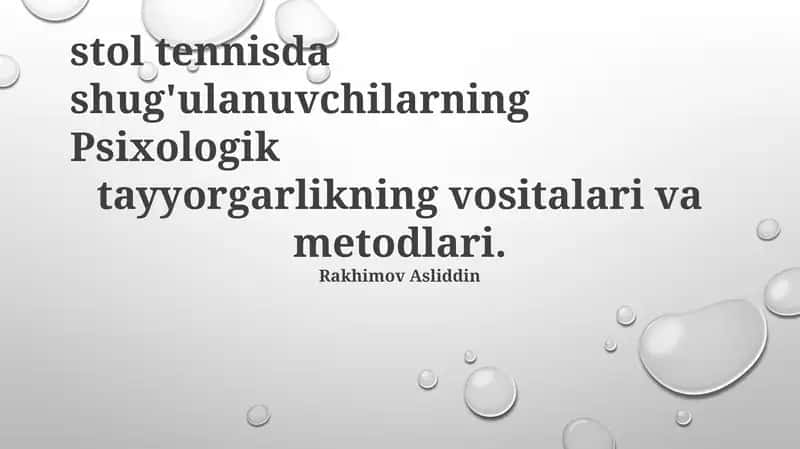 Psixologik Tayyorgarlikning Asosiy Usullari