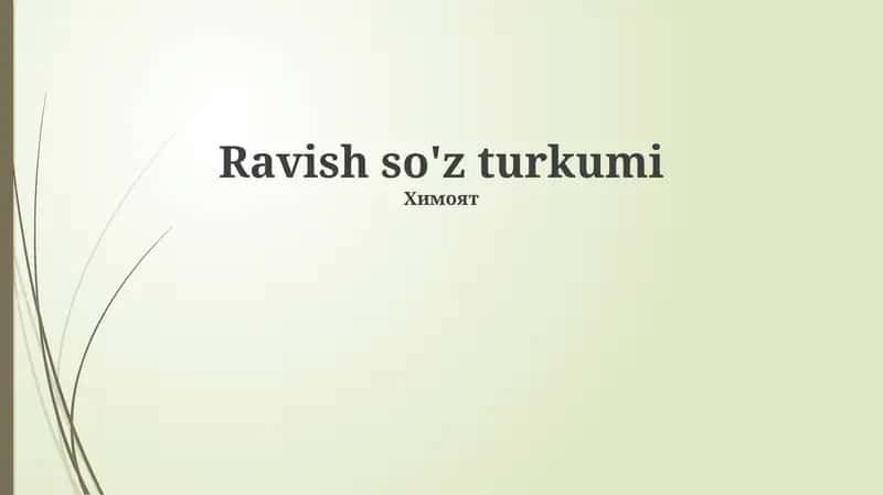 Ravish so'z turkumi