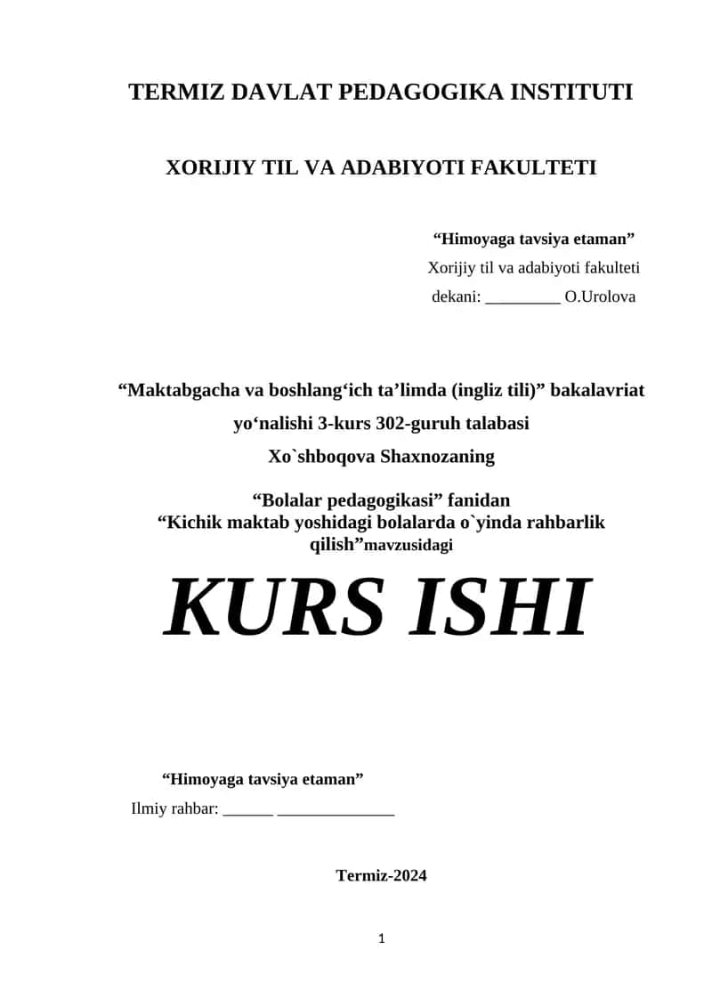 Bolalar pedagogikasi