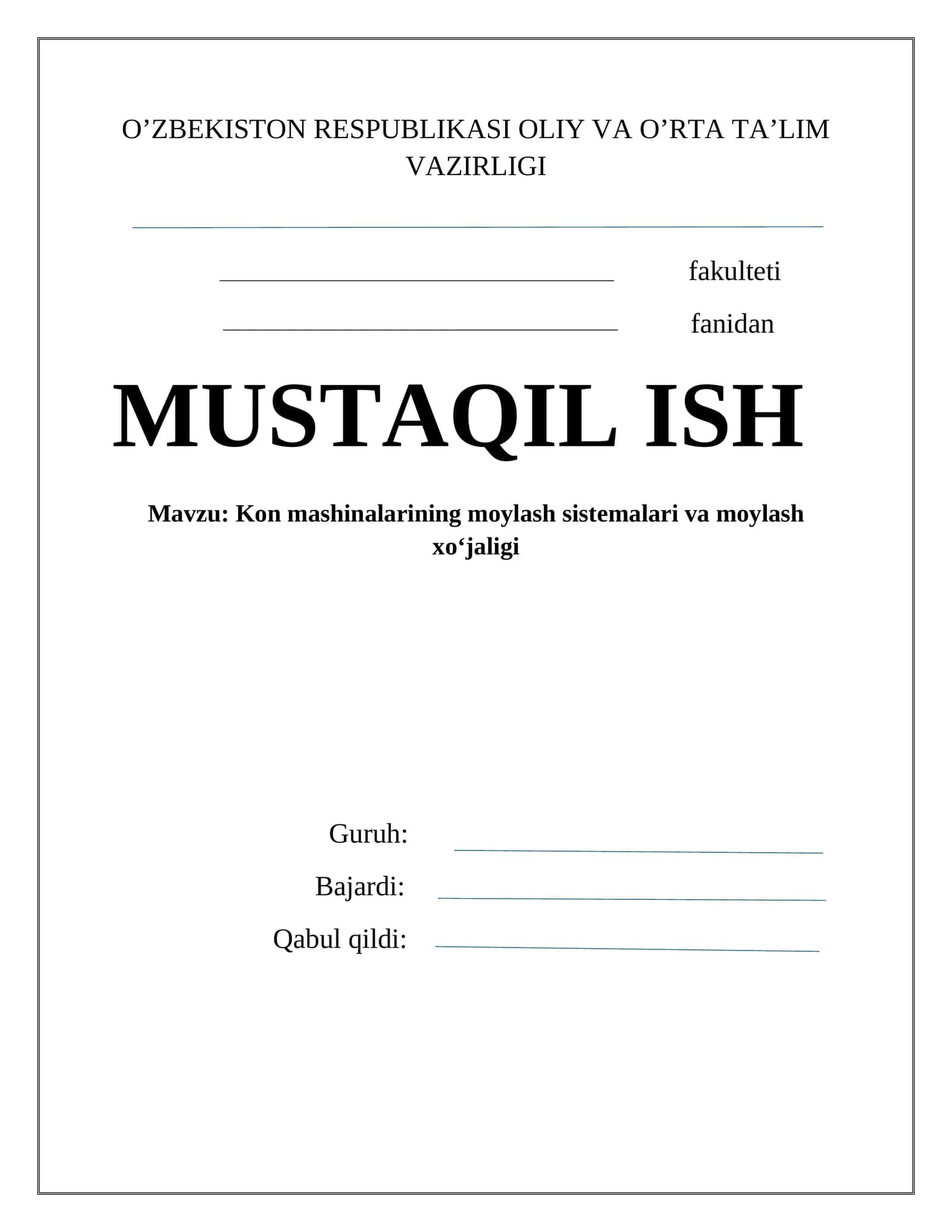 Kon mashinalarining moylash sistеmalari va moylash хo‘jaligi