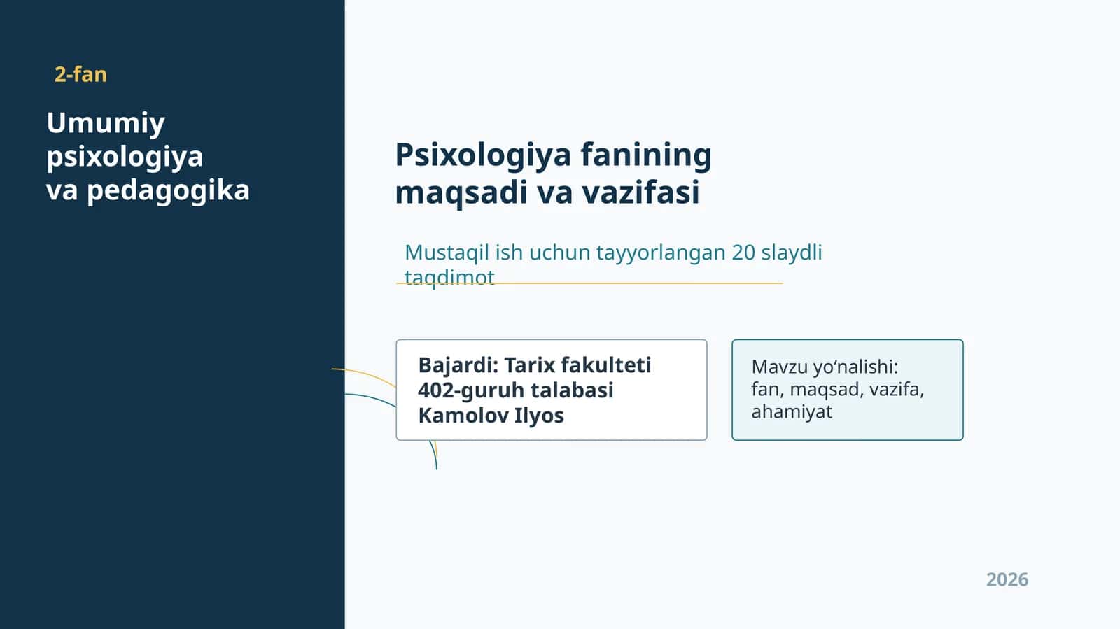 Umumiy psixologiya va pedagogika