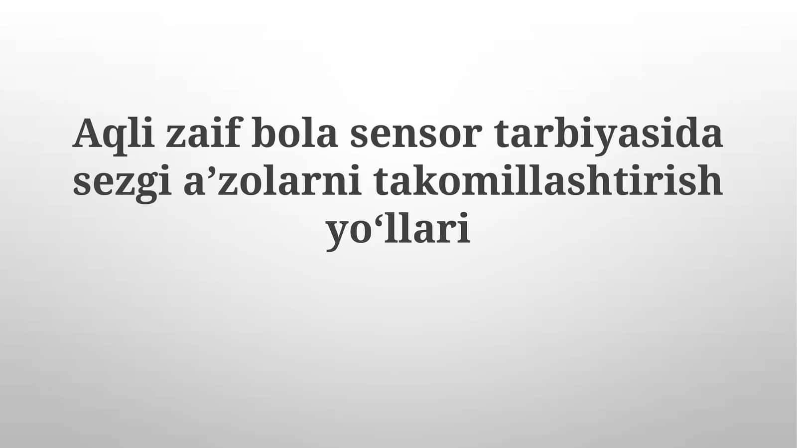 Sensorli idrokning xususiyatlari
