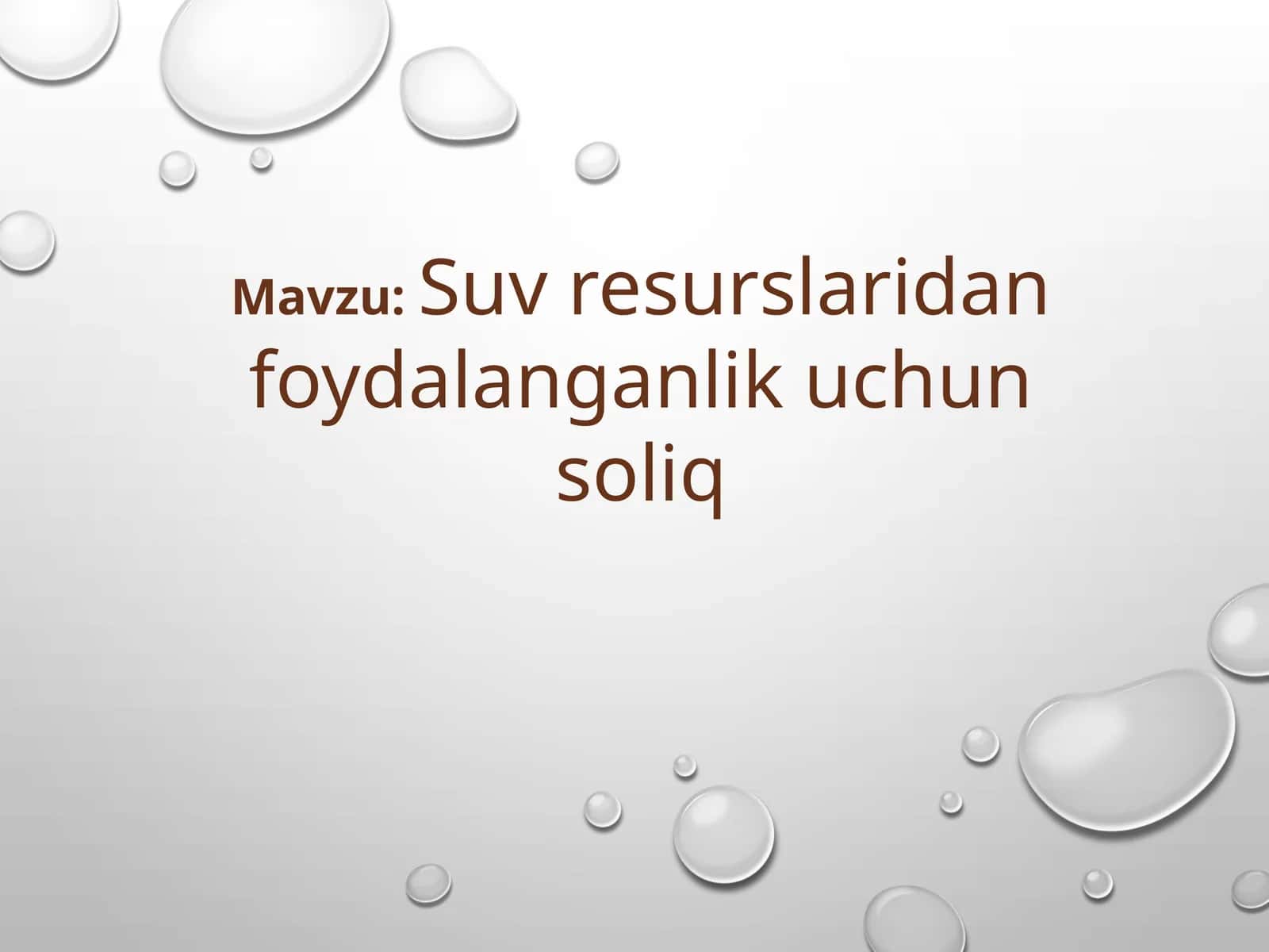 Suv resurslaridan foydalanganlik uchun soliq