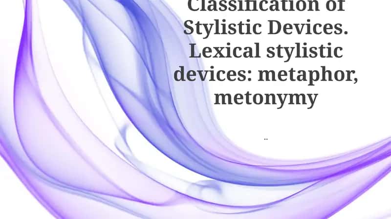 Classification of Stylistic Devices