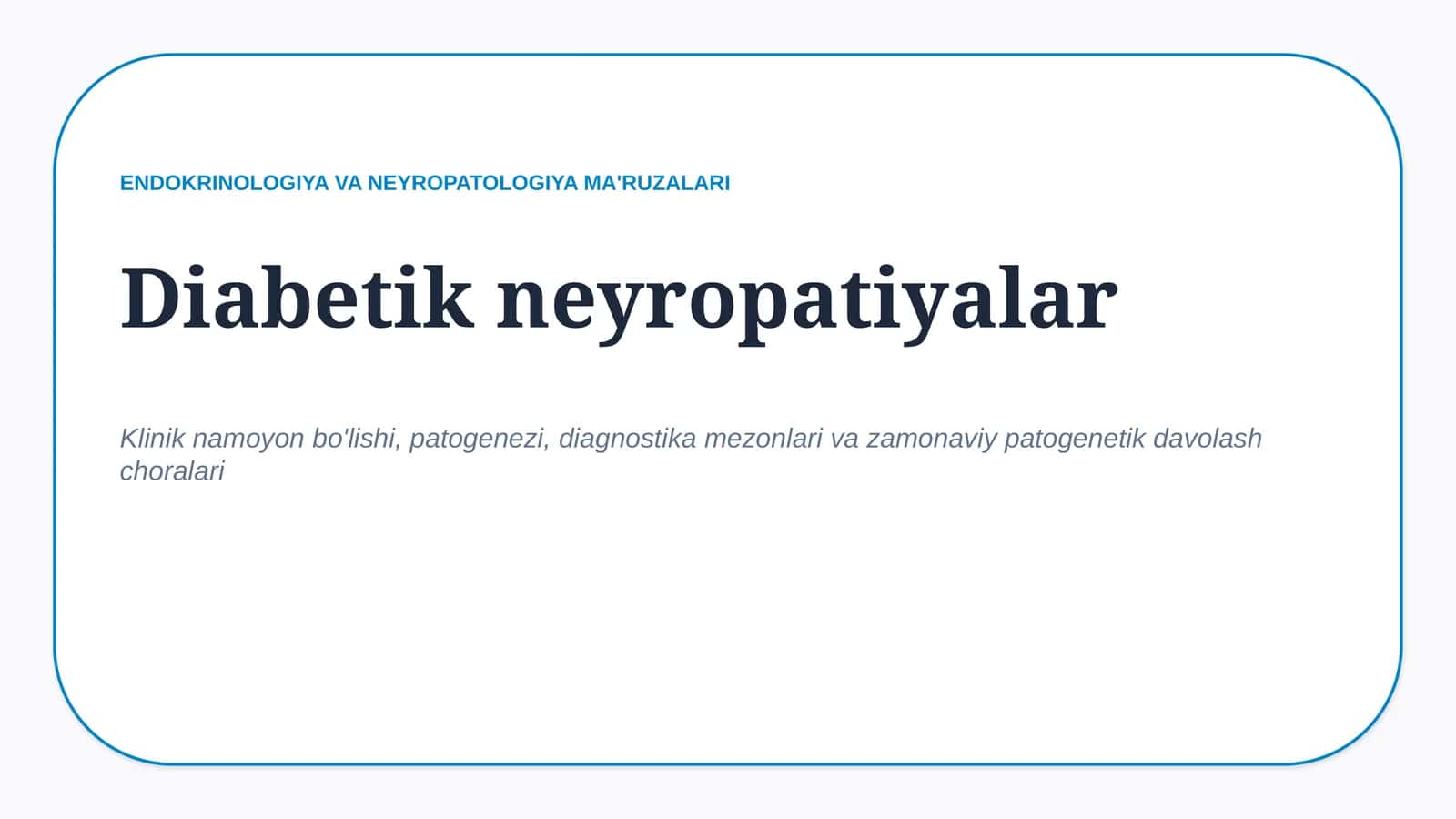 Diabetik neyropatiyalar — 15 slaydli tibbiy taqdimot