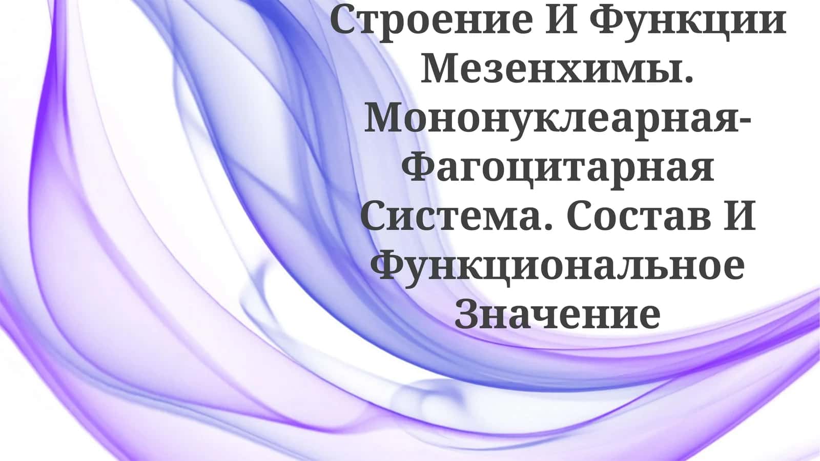 Строение И Функции Мезенхимы. Мононуклеарная-Фагоцитарная Система. Состав ИФункциональноеЗначение