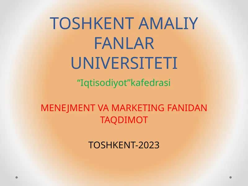 MENEJMENT VA MARKETING FANIDAN TAQDIMOT