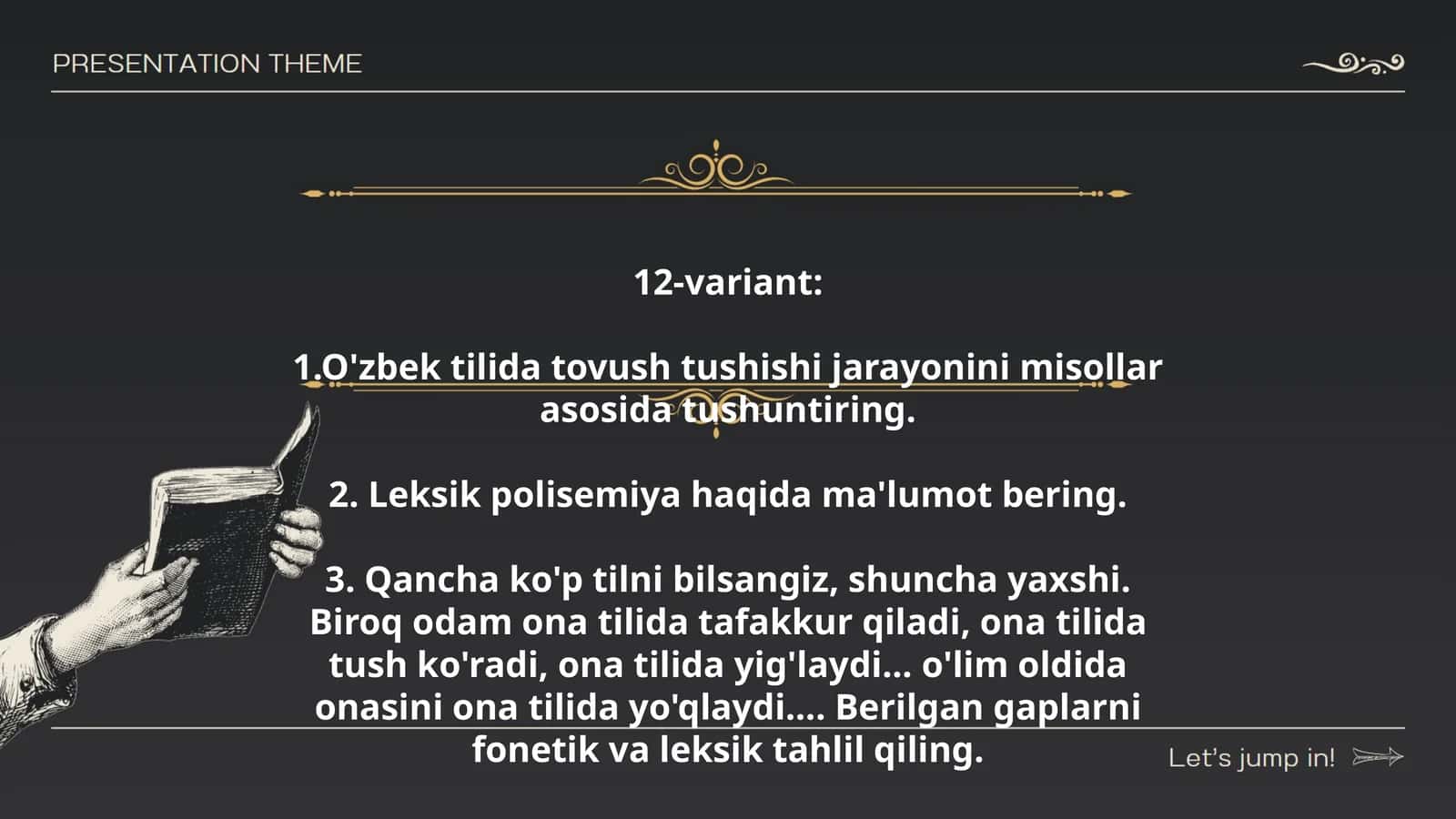 O'zbek tilida tovush tushishi jarayonini misollar asosida tushuntiring