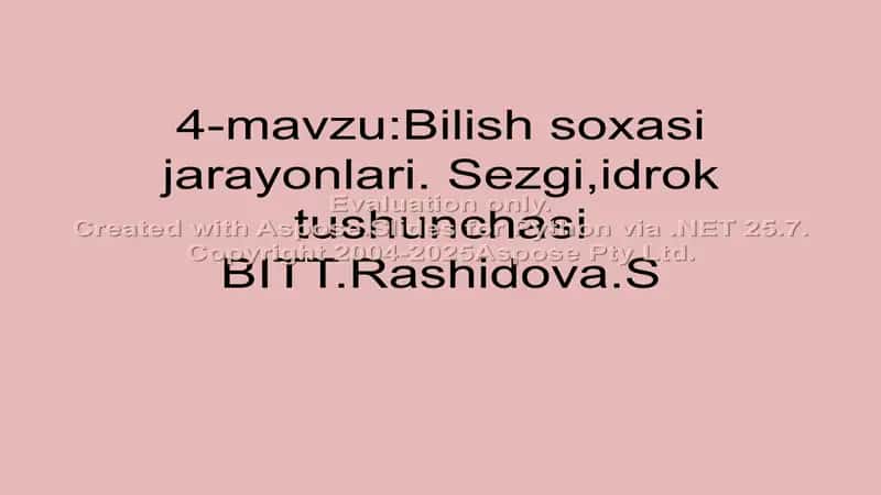Bilish soxasi jarayonlari (4-mavzu)