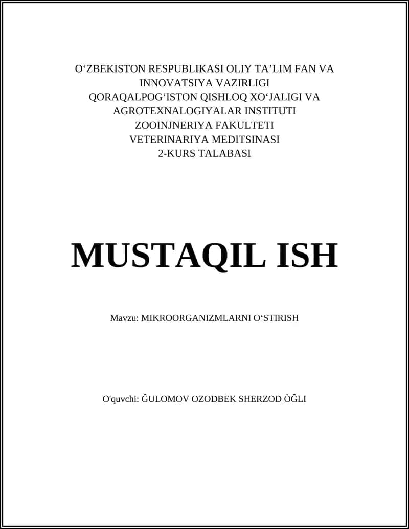 MIKROORGANIZMLARNI O‘STIRISH