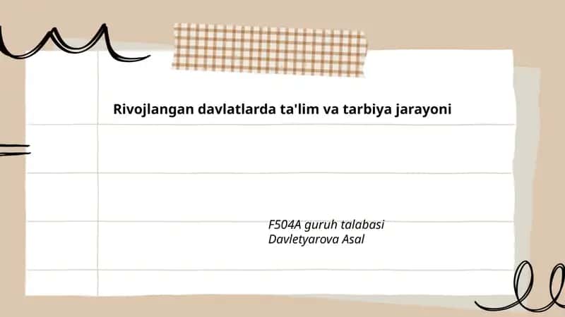 Rivojlangan davlatlarda ta'lim va tarbiya jarayoni