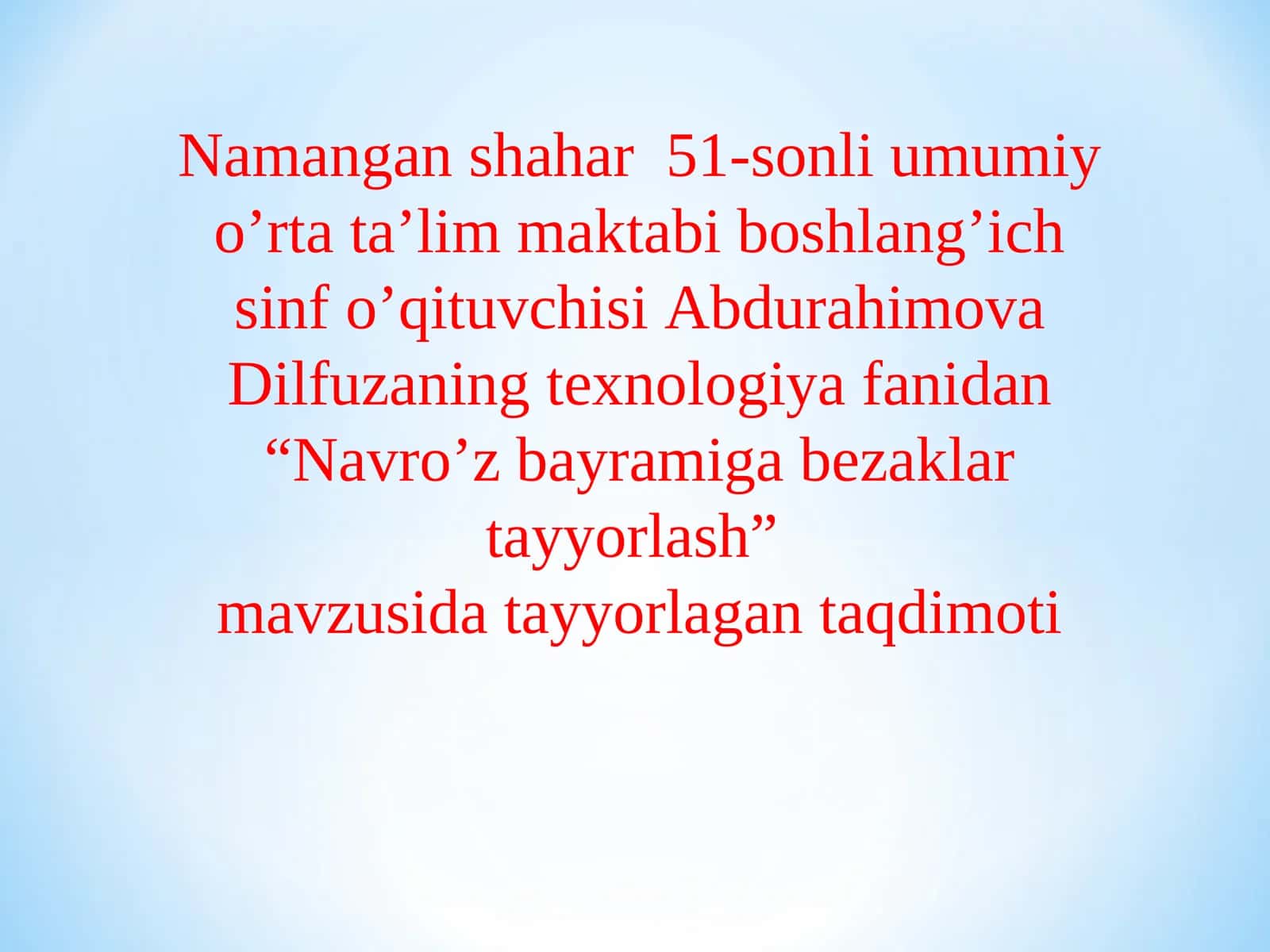 Navro’z bayramiga bezaklar tayyorlash