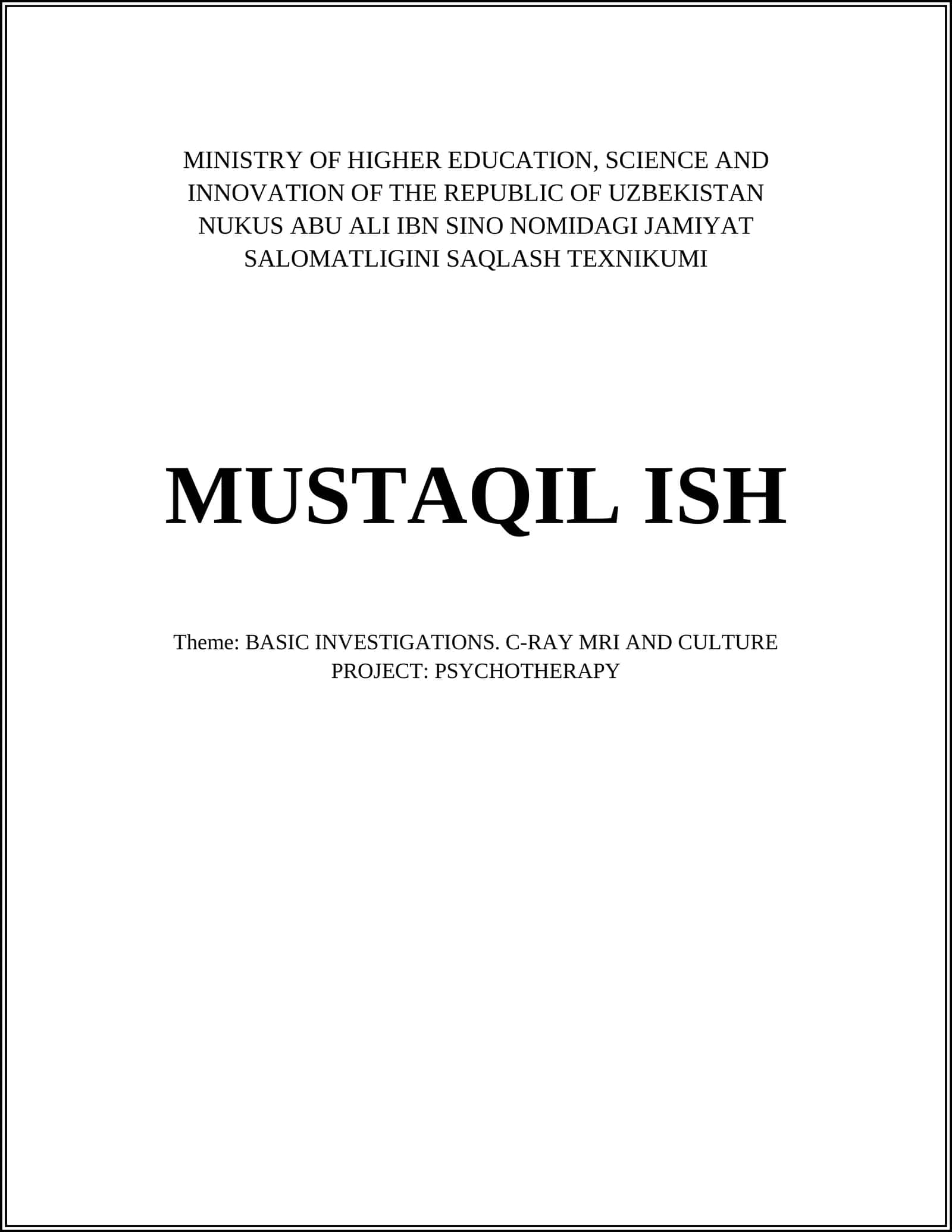 BASIC INVESTIGATIONS