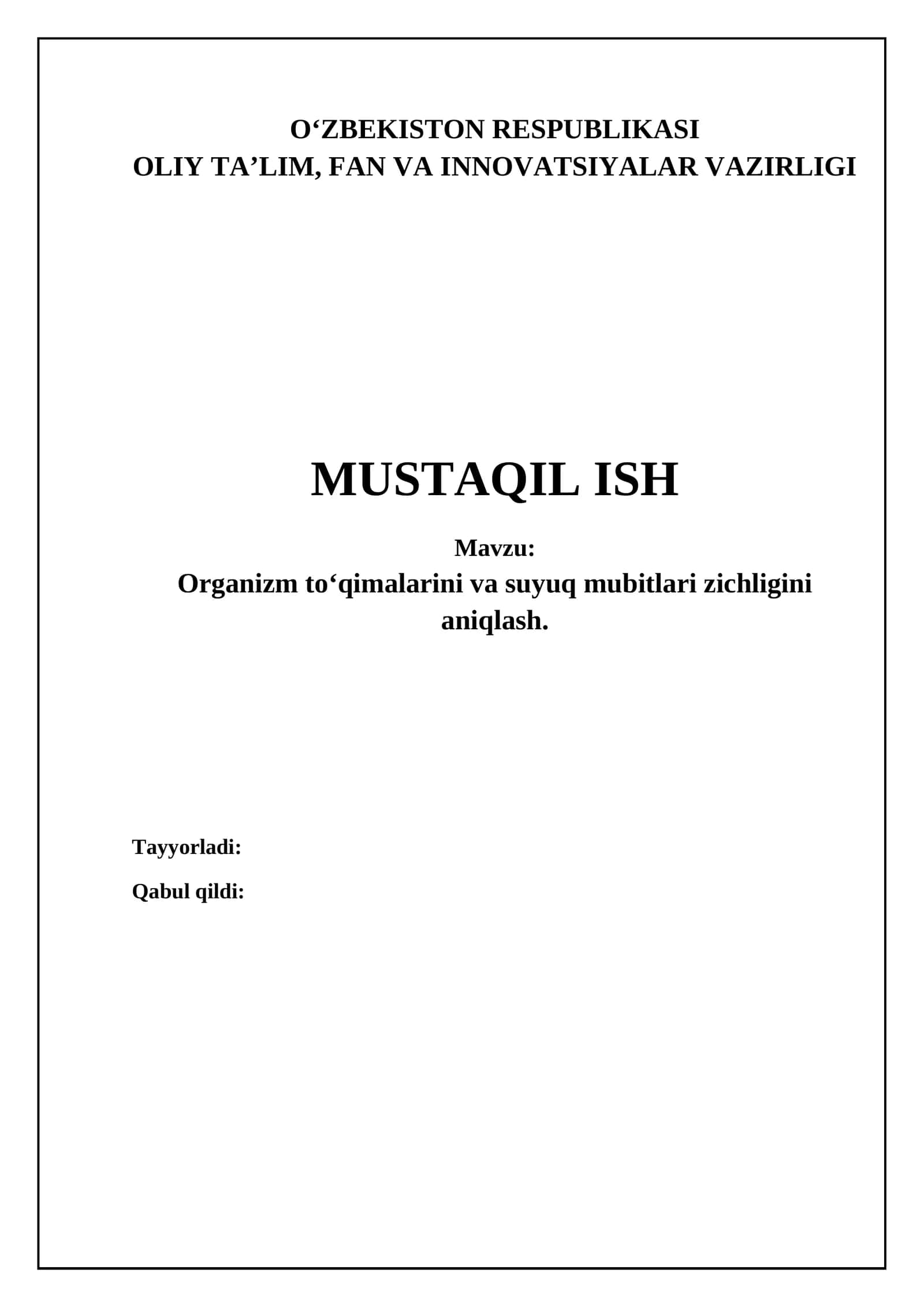 Organizm to'qimalari va suyuq muhitlar zichligini aniqlash usullari