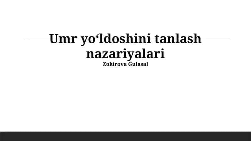 Umr yoʻldoshini tanlash nazariyalari