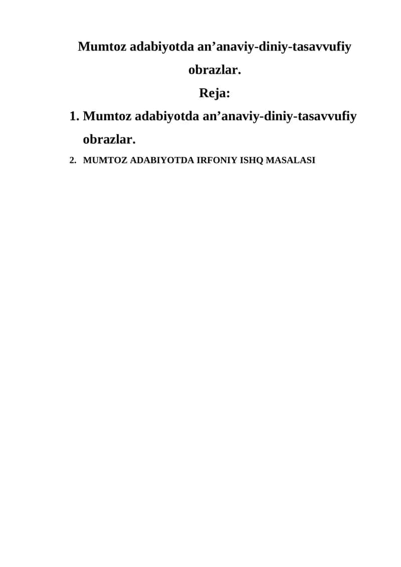 Mumtoz adabiyotda an’anaviy-diniy-tasavvufiy obrazlar