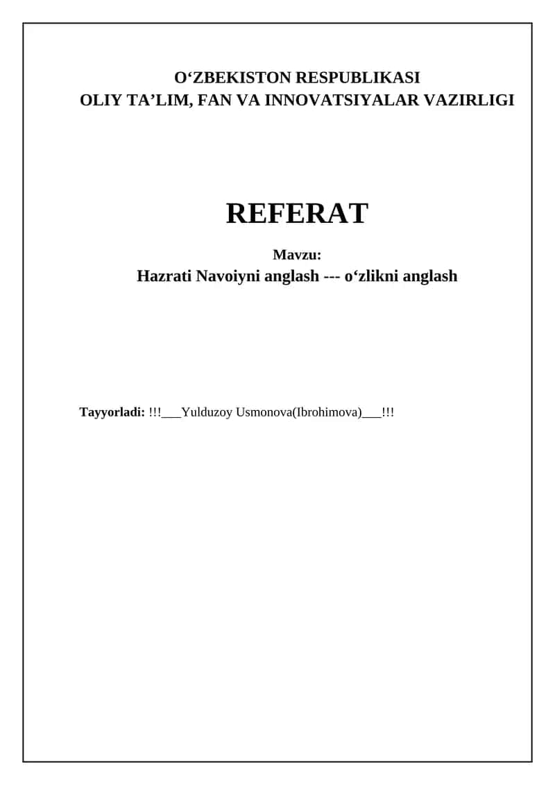Navoiy merosi: Ma'naviyat ko'zgusi