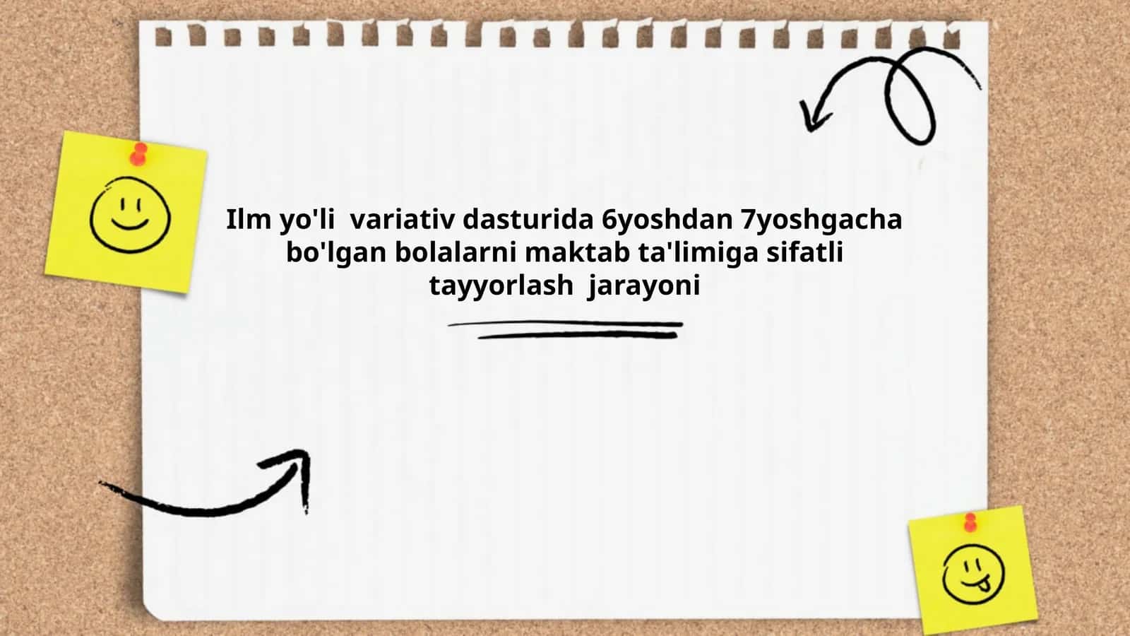 "Ilm yo'li " variativ dasturida 6yoshdan 7yoshgacha bo'lgan bolalarni maktab ta'limiga sifatli tayyorlash jarayoni
