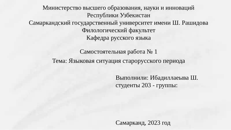 Самостоятельная работа № 1