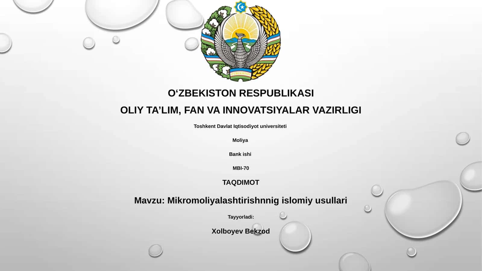 Mikromoliyalashtirishnnig islomiy usullari